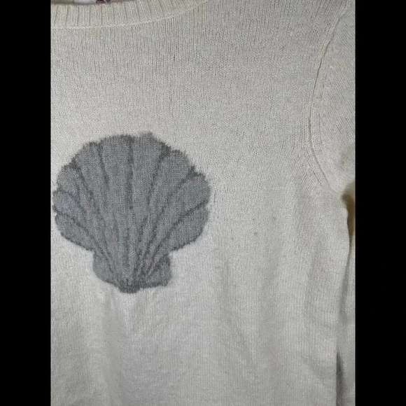 Vineyard Vines Cashmere Lambs Wool Sea Shell Sweater Angora Rabbit Cream Size XS - Picture 3 of 6